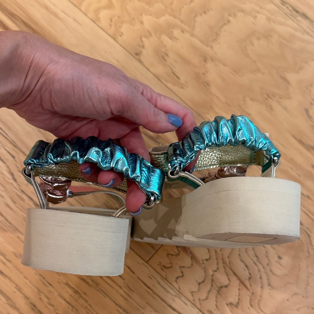 Kurt Geiger Pink and Blue Metallic Sandals - Picture 3 of 7